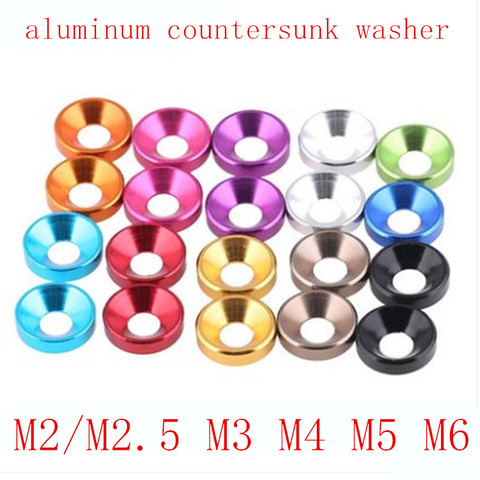 10pcs/lot aluminum washer m2 m2.5 M3 M4 M5 M6 colourful Anodized Countersunk Head Bolt Washers Gasket ► Photo 1/1