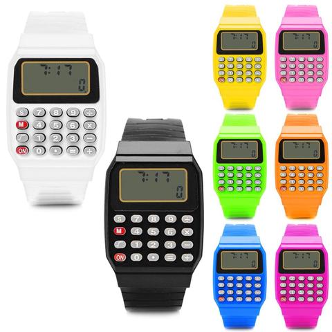 Electronic Calculator Child Watch Kid Silicone Date Time Stopwatch LCD Screen Display Relogio Digital Wrist Watches gai ► Photo 1/6