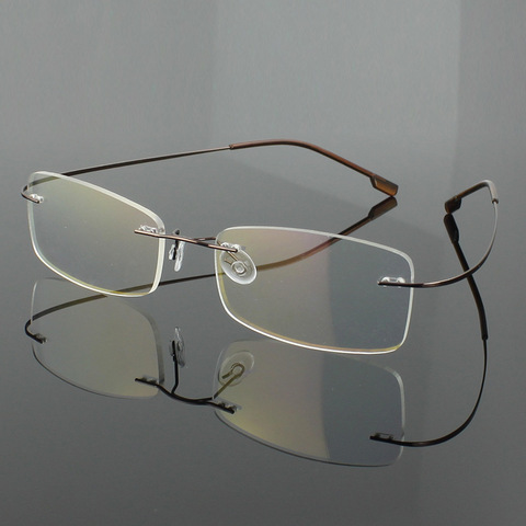 Hotochki Fashion Titanium Myopia Rimless Glasses Memory Square Eyeglasses Optical Frame Eyewear Men Women Designer 9 colors ► Photo 1/4