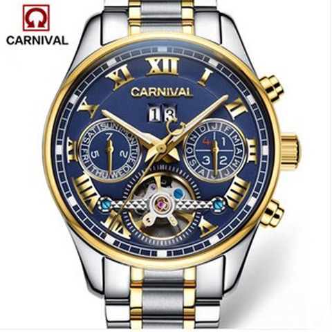 Carnival tourbillon hot automatic mechanical brand men's watches fashion army sports waterproof luminous watch luxury full steel ► Photo 1/6