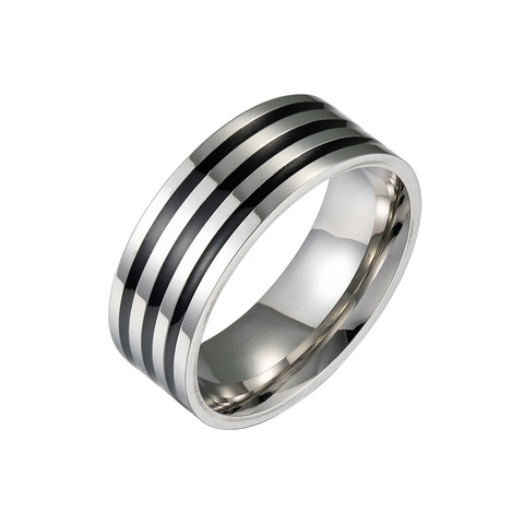 Simple fashion men's black ring stainless steel classic three black ring jewelry men's jewelry ► Photo 1/5