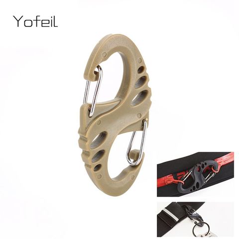 10Pcs/Lot S Type Backpack Clasps Climbing Carabiners EDC Keychain Camping Bottle Hooks Paracord Tactical Survival Gear Wholesale ► Photo 1/6