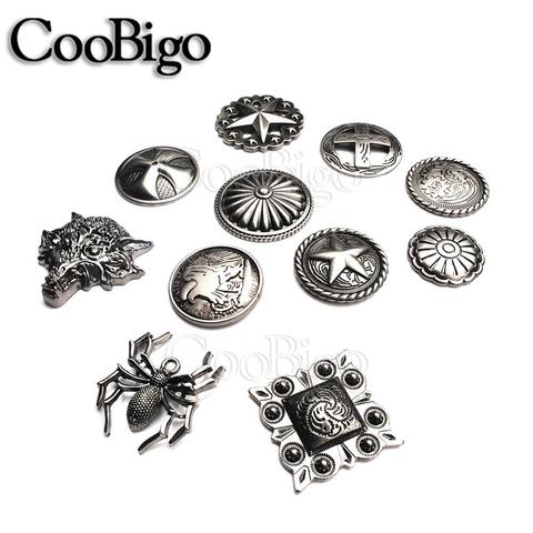 50sets Pewter Studs Rivet Spikes Punk Rock Garment Shoes Bag Pets Collar DIY Leather Craft Sewing Accessory Star Spider Wolf ► Photo 1/1