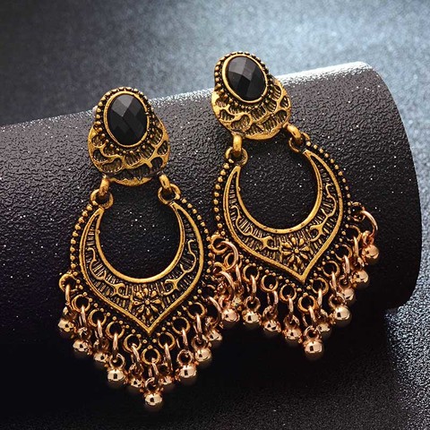 Boho Earrings 2022 Women Ethnic Antique Gold Color Vintage Metal Tassel Earrings Indian Jewelry Orecchini Kolczyki ► Photo 1/6