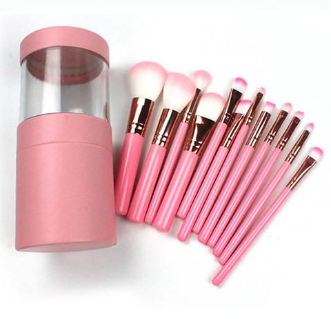 12Pcs Makeup Brush Set Eye Shadow Foundation Eyebrow Lip Face Brush cosmetics Makeup Brushes Tool +Leather Cup Holder Case Kit ► Photo 1/6