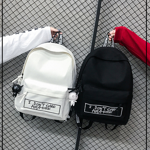 Canvas Backpack Harajuku Style Women Backpack Doll Pendant Shoulder Bag High Quality Girl School Backpack Mochila Bagpack ► Photo 1/6