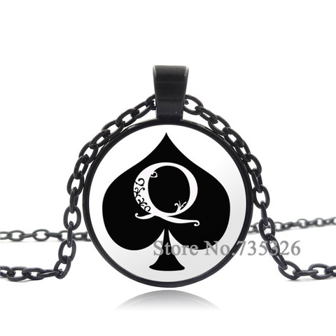 XUSHUI XJ Glass Cabochon Pendant Necklace Spades A Poker Art Picture Jewelry Black Chain Necklace Women men Personality gift ► Photo 1/6