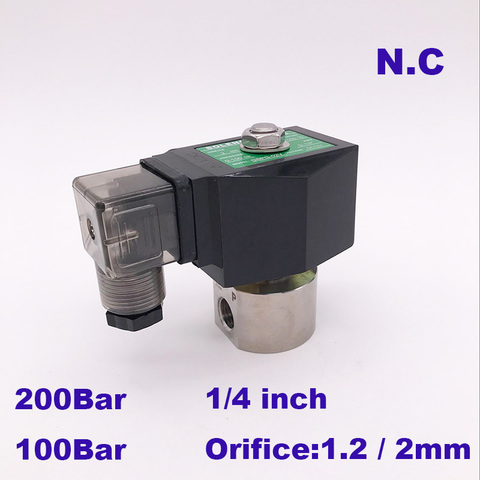 200bar/100bar 2 way water high pressure solenoid valve 1/4