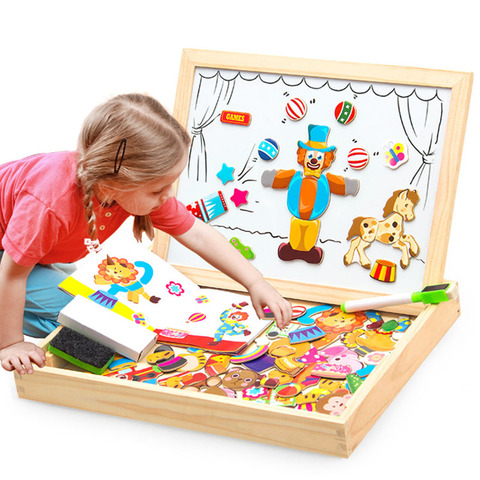 100+Pcs Wooden Multifunction Children Animal Puzzle Writing Magnetic Drawing Board Blackboard Learning Education Toys For Kids ► Photo 1/6