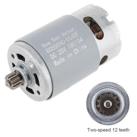 Silver RS550 25V 19500 RPM DC Motor with Two-speed 12 Teeth and High Torque Gear Box for Electric Drill / Screwdriver ► Photo 1/2