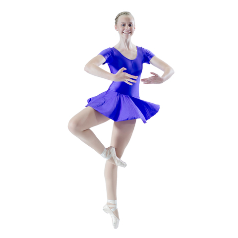 White Nylon/Lycra Short Sleeve Ballet Dancing Leotard Dress Girls Dancewear Ladies Performance Costume ► Photo 1/1