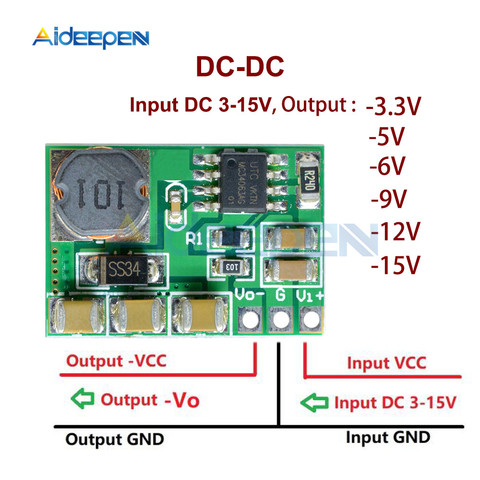 3-15V to Negative -3.3V -5V -6V -9V -12V -15V Buck-boost Converter Negative Voltage Module for ADC DAC LCD Power Supply ► Photo 1/5