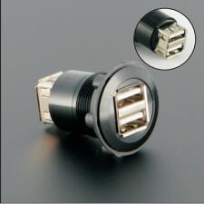 22mm USB2.0 PANEL MOUNT/socket/connector ADAPTER (2x USB2.0 FEMALE A - FEMALE A) ► Photo 1/2