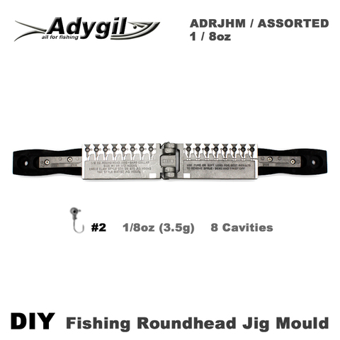 Adygil DIY Fishing Roundhead Jig Mould ADRJHM/ASSORTED COMBO 1/8oz(3.5g) 8 Cavities ► Photo 1/6