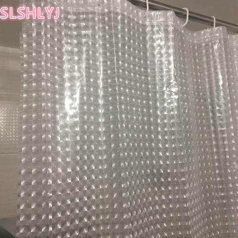 Metal eyePlastic PEVA 3D Waterproof Shower Curtain Transparent White Clear Bathroom Curtain Luxury Bath Curtain With 12pcs Hooks ► Photo 1/6
