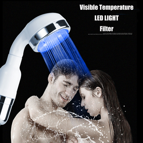 ZhangJi LED Light Temperature Control Showerhead Safe Hydroelectricity Shower Nozzle Filter Bathroom Accessories Shower Head ► Photo 1/6