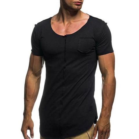 Men Fashion Patchwork T Shirt Short Sleeve Solid Men's T-shirt Casual Summer Top Tee Shirts Mens Fitness Slim camiseta MY071 ► Photo 1/6