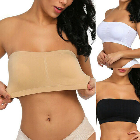 Double Layers Plus Size Strapless Bra Bandeau Tube Removable Padded Top Stretchy Seamless Bandeau Bra Boob Crop Spaghetti Strap ► Photo 1/6