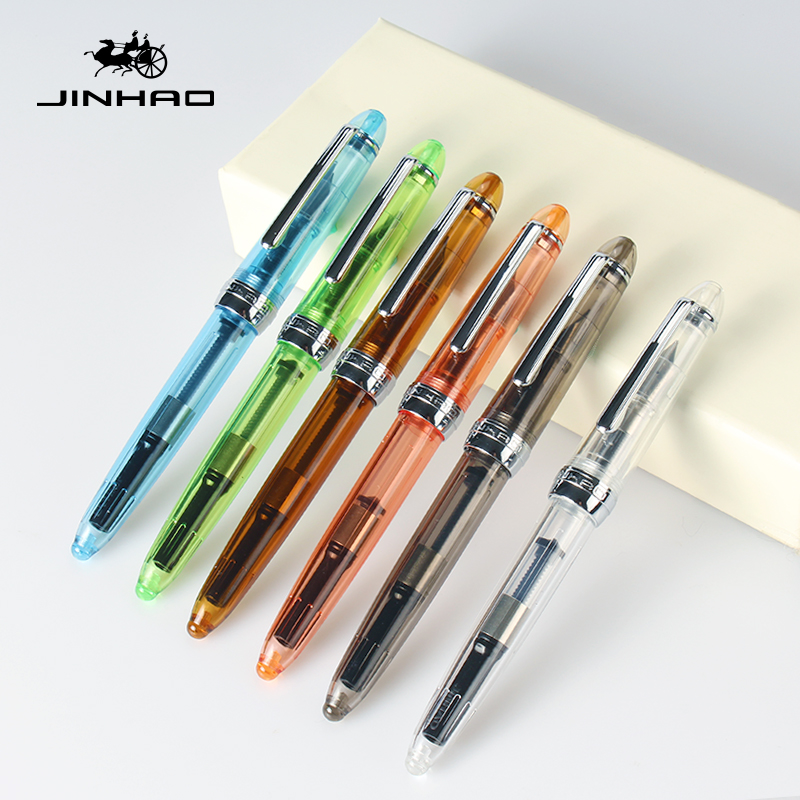 UK! JINHAO Deluxe Black Ballpoint Fountain Pen Set 992 X750 F Nib Chrome Trim 