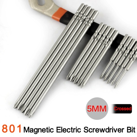 2pcs/lot 5mm Shank Diameter Magnetic Screwdriver Bits for 801 Electronic Screwdriver S2 Material 60/80/100mm Length PH0/PH1/PH2 ► Photo 1/6