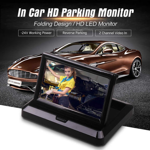 Car Vehicle 4.3 / 5 Inches Flip Down Foldable TFT LED  Rear View Parking HD Monitor Screen Reverse Camera Kit Combo ► Photo 1/6