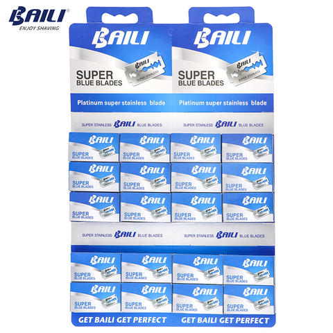 BAILI 200 Pcs/Lot Super Blue Safety Razor Blades Double Edge Shaver Beard Hair Shaving Blades for Men Face Personal Care BP005 ► Photo 1/5