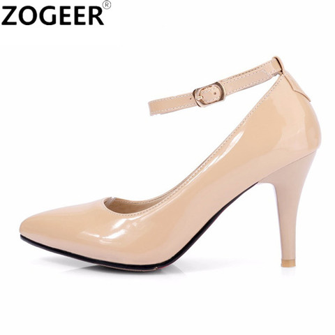 Hot 2022 Fashion Women Pumps Shoes Casual Ankle Straps Thin High Heels Red Nude Heels Party Wedding Shoes Woman Large Size 46 ► Photo 1/6