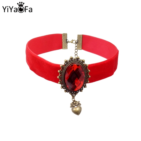 YiYaoFa Handmade Red Ribbon Choker Necklace & Pendant Women Accessories Gothic Jewelry Statement Necklace Party Jewelry DD-31 ► Photo 1/6