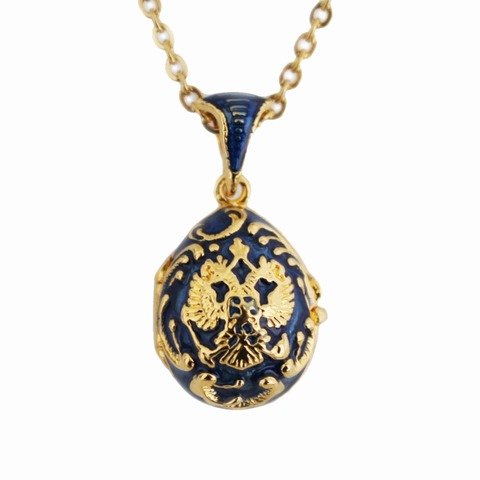 YAFFIL Women Brass Vintage Egg Pendant Eagle Design Enamel Handmade Jewelry Crystal Necklace Gift To Women Girls Ladybird Inside ► Photo 1/1