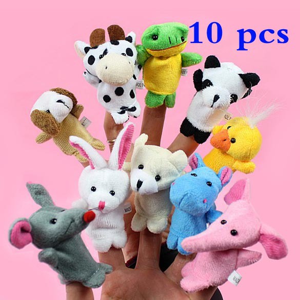 10pcs Cartoon Animal Finger Puppets Toys Cute Props Dolls Toys Random Pattern 