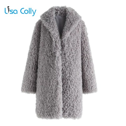 Lisa Colly Fake Fur Women Faux Fur Coats Women Lambswool Jacket Female Winter Thick Furs Coats Overcoats Women long Outwear ► Photo 1/6