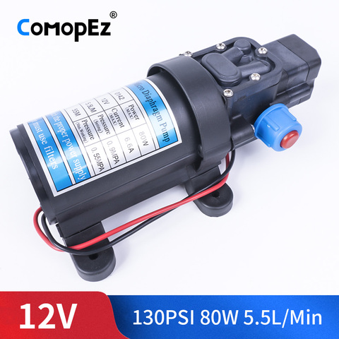 DC 12V 80W 130PSI 5.5L / Min Electric Water Pump High Pressure Diaphragm Water Pump Automatic Switch For Garden ► Photo 1/6