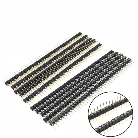 5 Pair Connector Pin Header Strip 5pcs Male + 5pcs Female Single Row 40 Pin 2.54mm Strip Round Needle 1x40P PCB Gold Plated ► Photo 1/6