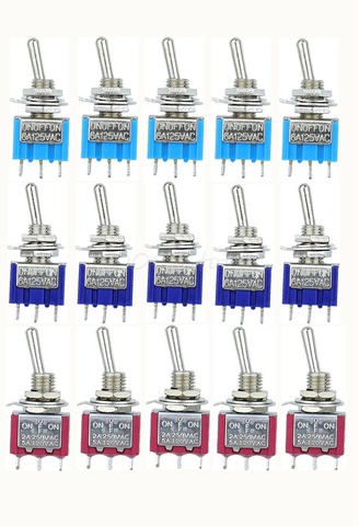 5pc/LOT  Mini MTS-103 3-Pin SPDT ON-OFF-ON 6A 125VAC Miniature Toggle Switches ► Photo 1/6