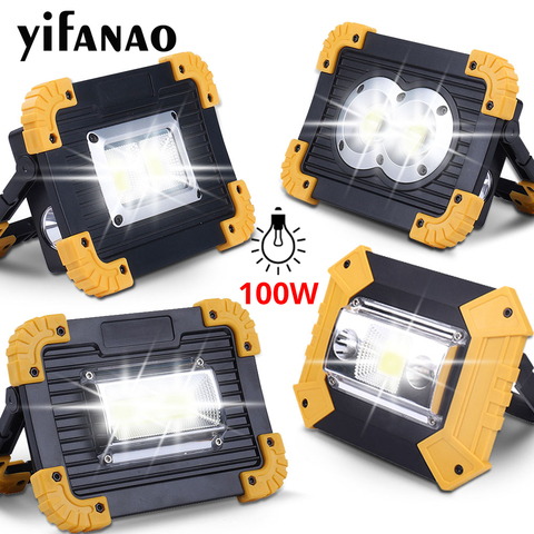 100W Led Portable Spotlight 3000lm Super Bright Led Work Light Rechargeable for Outdoor Camping Lampe Led Flashlight by 18650 ► Photo 1/6