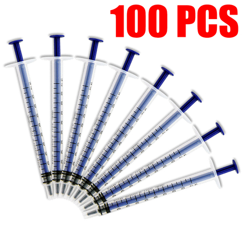 hot 1mL 100pcs Disposable Sampler Plastic Syringe Cubs Measuring Nutrient Hydroponic epoxy resin syringe With Cover Measuring ► Photo 1/6