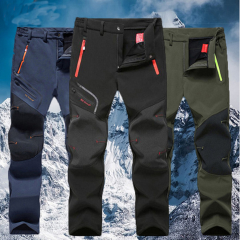 Men Oversized Plus size Winter Softshell Fleece Outdoor Pants Trekking Fish Camp Climb Hiking Ski Warm Travel Trousers Free ship ► Photo 1/6