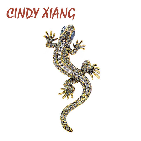 CINDY XIANG 2 Colors Available Rhinestone Lizard Brooches Vintage Animal Brooch Pin Full Rhinestone Inlay Suit Accessories Gift ► Photo 1/6