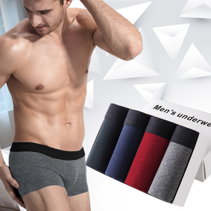 4pcs/lot SKYHERO Male Panties Cotton Men's Underwear Boxers Breathable Man 