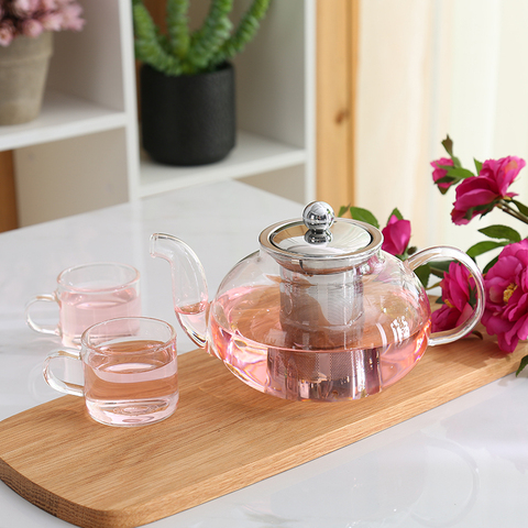 600ML 800ML Borosilicate  glass Teapot Tea Stainless Steel Filte Infuser Lid Modern Tea Pot Tool Kettle Terbal Teaware ► Photo 1/6