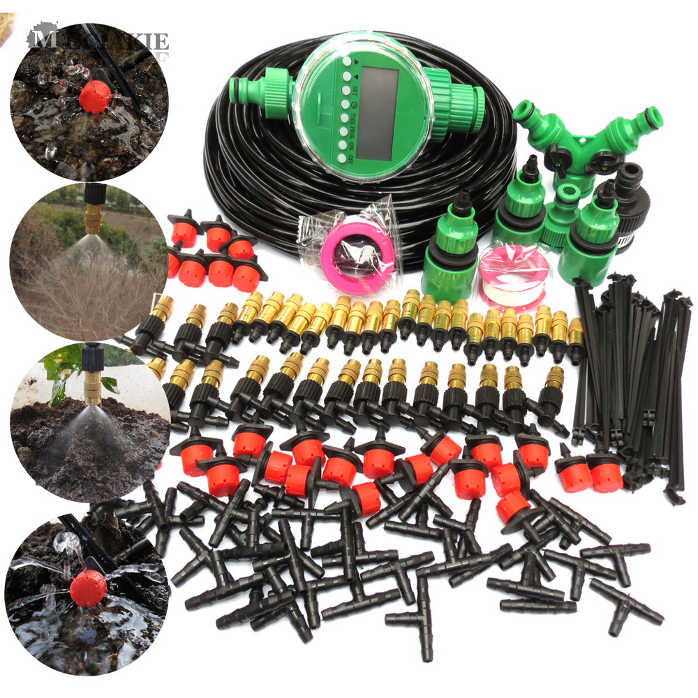 Self Garden Irrigation Watering Kits Micro Drip Mist Spray Cooling System 50M 