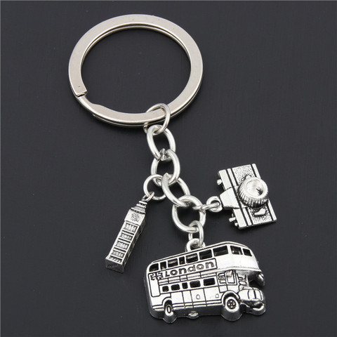 1pc London Keychain Big Ben Key Ring London Bus Charms With Camera England Gift For Traveler E1635 ► Photo 1/3