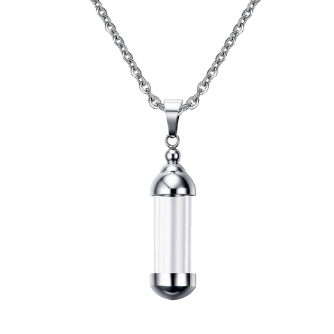 Clear Glass Tube Urn Keepsake Wishing Bottle Natural Stone Charm Lucky Pendant Necklace for Girls Women ► Photo 1/6