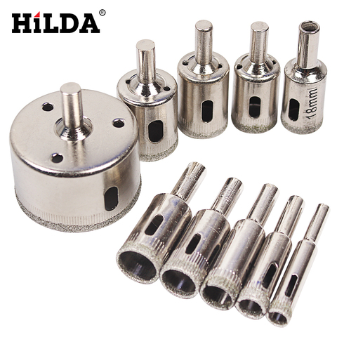 HILDA 10PCS/set 8-50mm Diamond Coated Core Hole Saw Drill Bits Tool Cutter For Tiles Marble Glass Granite Drilling Best Price ► Photo 1/6