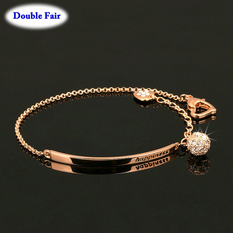 Anti Allergy OL Style AAA+ Cubic Zirconia Fashion Bracelets &Bangles Rose Gold Color Crystal Jewelry For Women pulseras DWH195 ► Photo 1/6