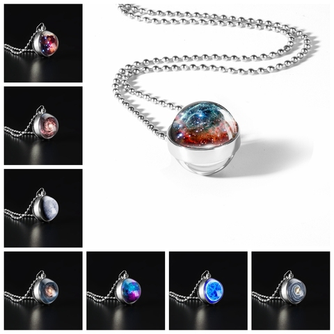 New Vintage Handmade Glass Ball Planet Universe Starry Sky Galaxy Pendant Necklace Women Fashion Time Gem Jewelry Accessori ► Photo 1/6
