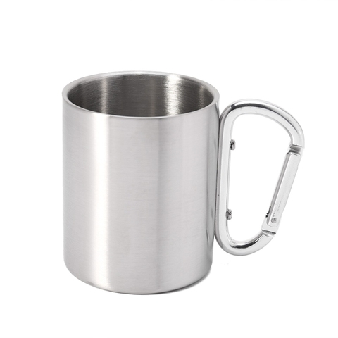 220ml Camping Travel Stainless Steel Cup Carabiner Hook Handle Picnic Water Mug Outdoor Travel Hike Cup ► Photo 1/6