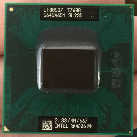 Intel CPU laptop Core 2 Duo T7600 CPU 4M Socket 479 Cache/2.33GHz/667 Dual-Core Laptop processor support 945 ► Photo 1/1