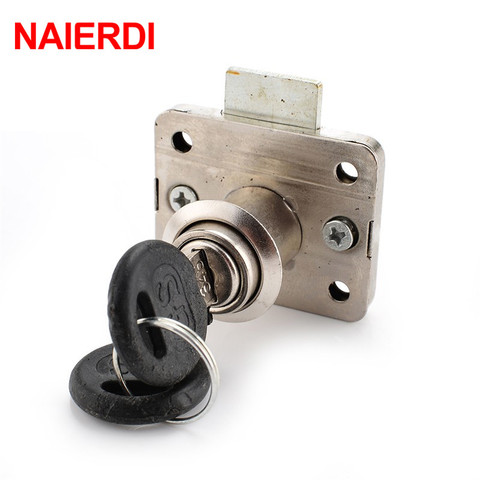 NAIERDI Lock NED-101 Iron Drawer Lock Furniture Desk Cabinet Locks 16mm Lock Core 22 Thickness With Two Keys Security Hardware ► Photo 1/6