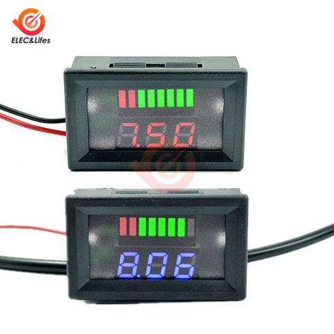 6V 12V 24V 36V 48V Car Lead Acid Battery Charge Level Indicator Battery Tester Lithium Battery Capacity Indicator LED Voltmeter ► Photo 1/6